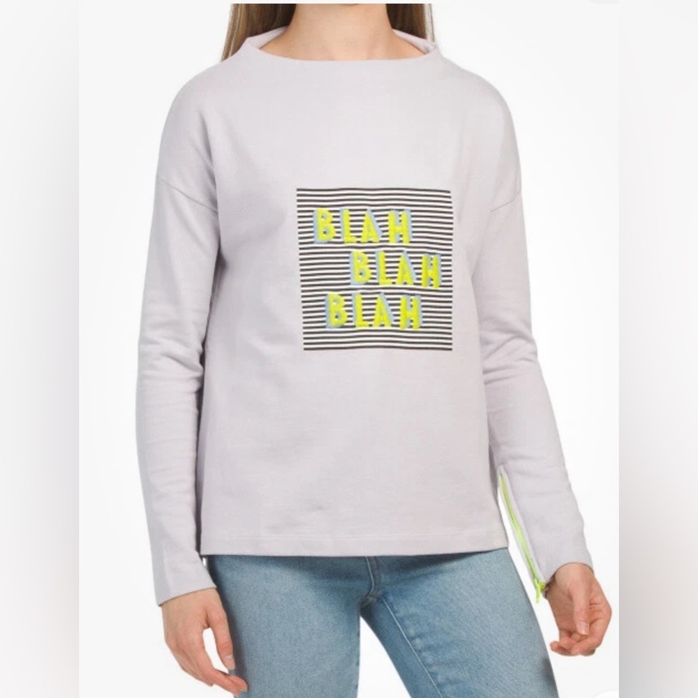 Lisa Todd Rare Vintage Blah Blah Blah Long Sleeve Shirt Gray Purple Medium